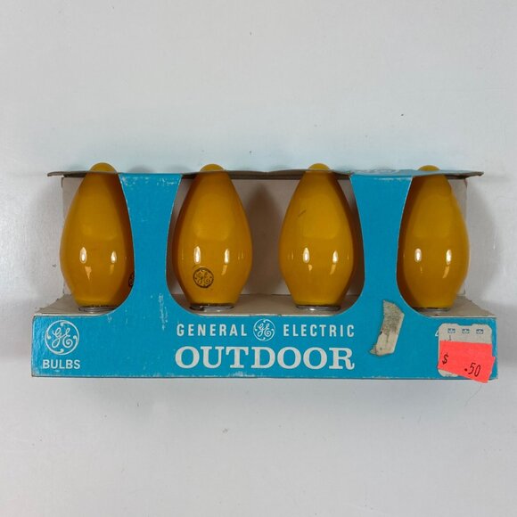 Vintage General Electric C9 Outdoor Christmas Light Bulbs Yellow Ceramic 16ct 4" - Picture 6 of 9